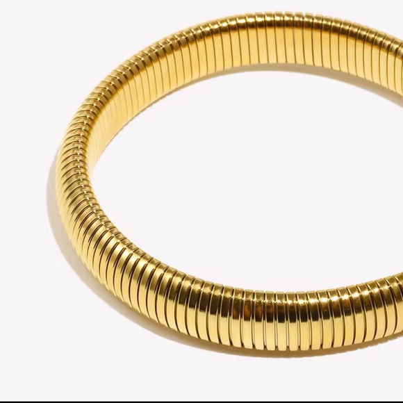 Anthropologie Gold Tarnish Free Waterproof 10mm Elastic Bangle Bracelet - Picture 9 of 13